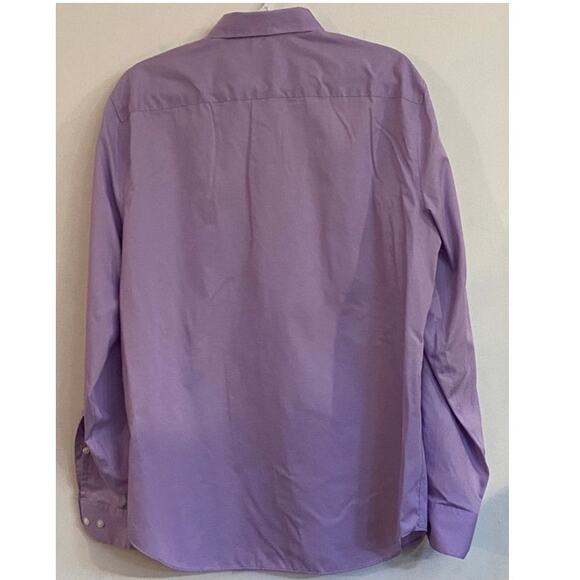 Perry Ellis Mens Shirt Size L Lavender Cotton Non Iron Long Sleeve - Picture 5 of 7